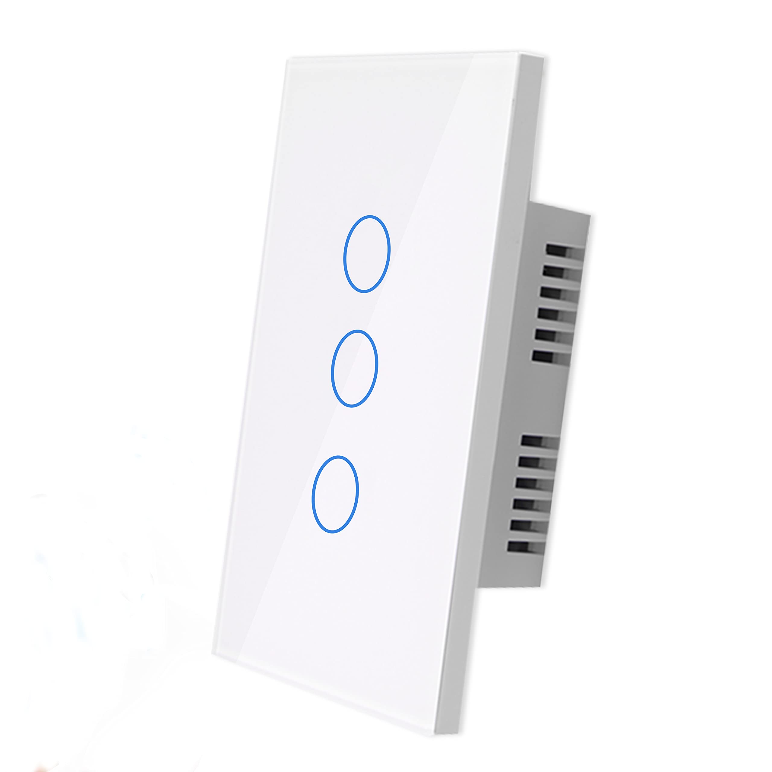 Smart Glass Touch Light Switch - 3 Gang, White - Alexa & Google Home Compatible, No Hub Required, Remote & Timer Control via Smart Life App - Perfect for Home Automation & Smart Lighting Solutions