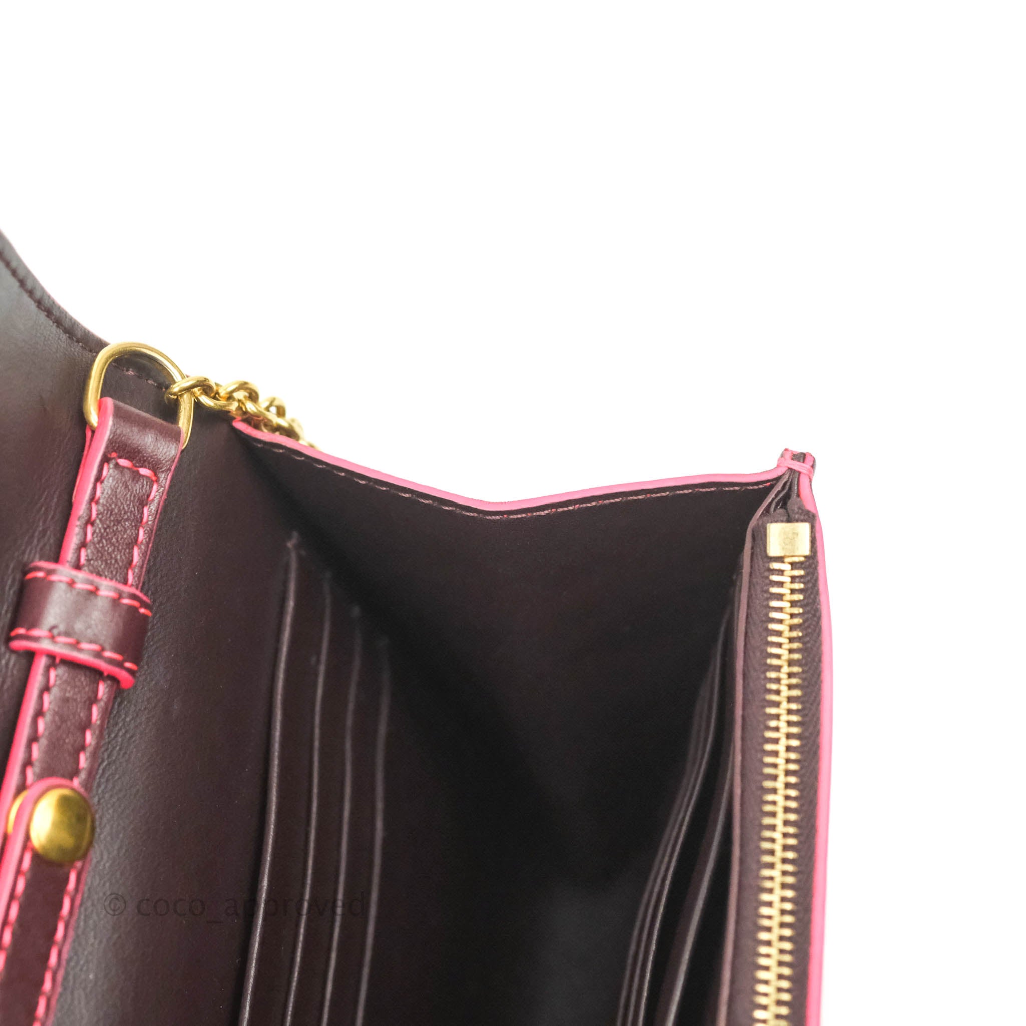 Celine Leather Pocket Envelope Wallet on Chain - Maroon Crossbody Bag for Women | Perfect for Evening Parties, Date Nights & Daily Essentials