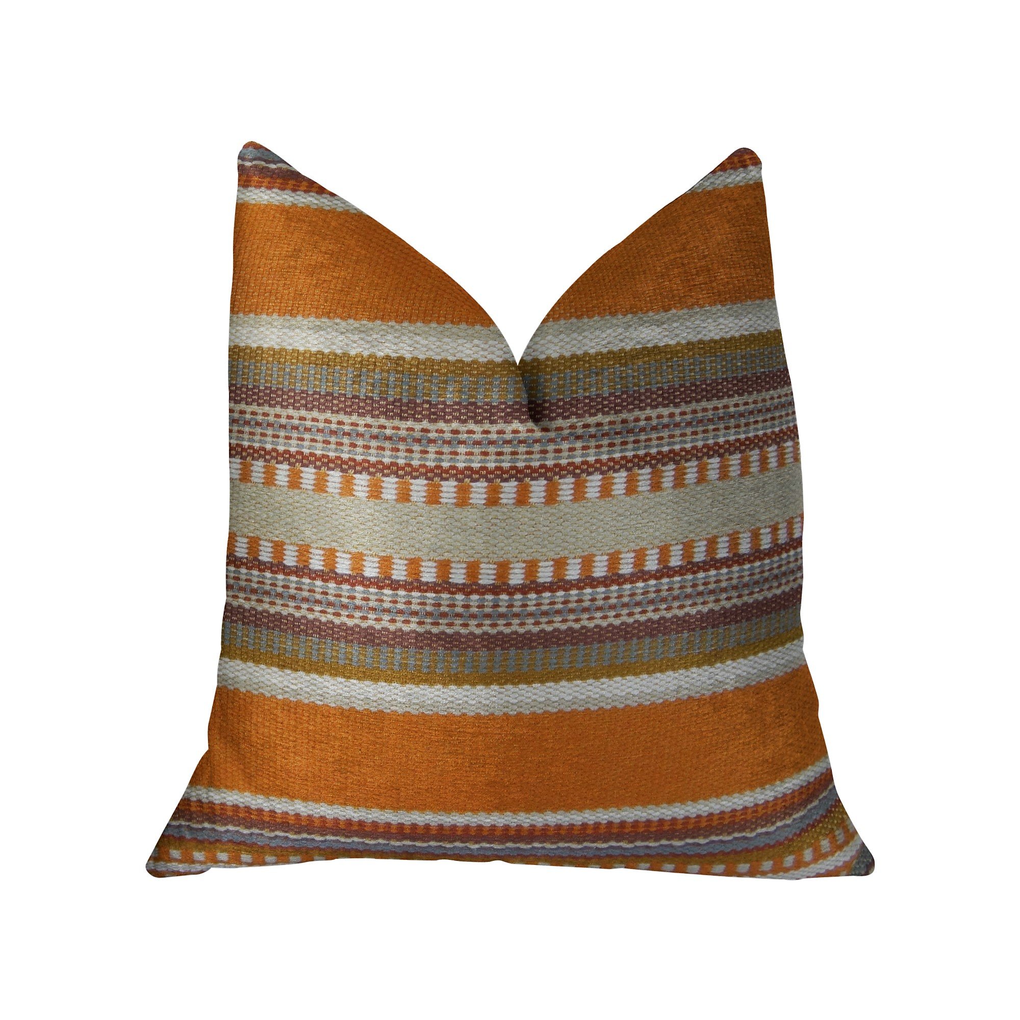 Plutus South Shore Amber Orange Olive and Cream Handmade Luxury Pillow - 20