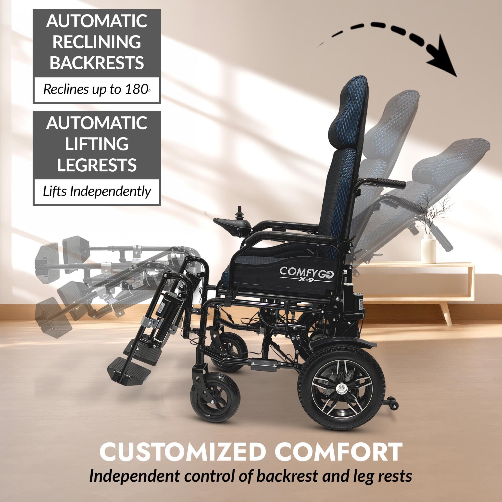 Comfygo X-9 Electric Wheelchair for Adults - Lightweight Power Wheelchair with Long Battery Life - Foldable Mobility Scooter for Indoor & Outdoor Use - Perfect for Seniors and Disabled Travel