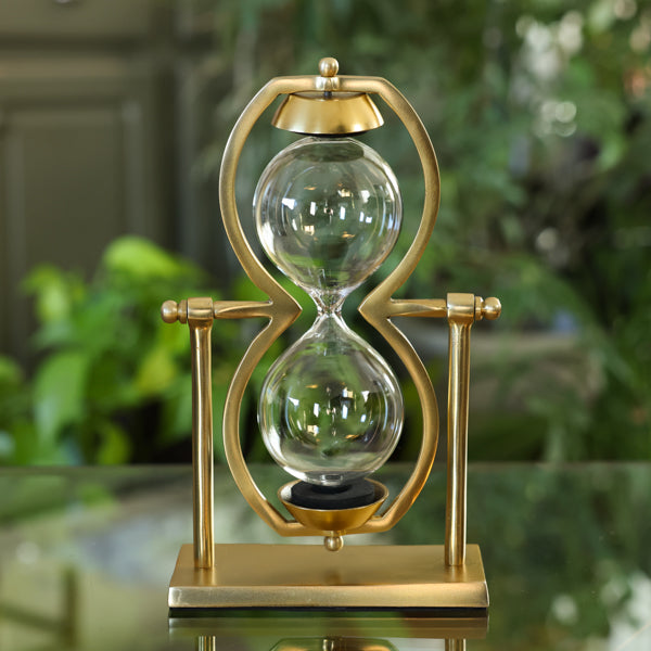 Gold Figure Eight Rotating Hourglass Kit - Decorative Sand Timer for Home Office Desk, Meditation & Stress Relief - Perfect Gift for Zen Decor