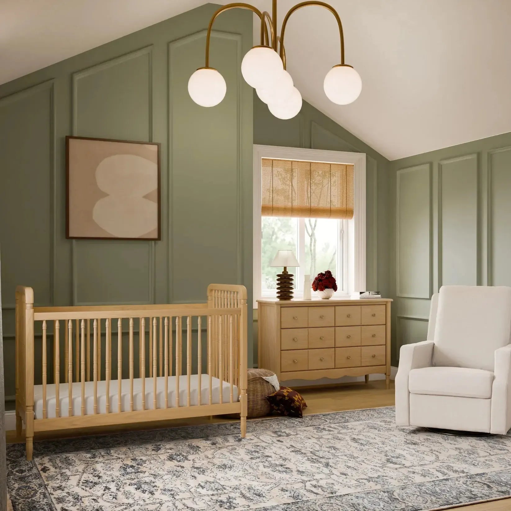 Namesake Liberty 3-in-1 Convertible Baby Crib with Conversion Kit - Honey Finish | Nursery Furniture for Newborns & Toddlers | Safe Sleep Solution for Modern Parents