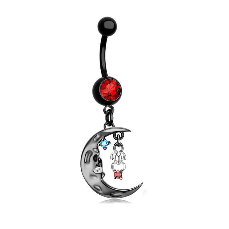 14G Goth Black Widow Vampire Bat Dangle Belly Button Rings - Body Jewelry for Piercing | Perfect for Halloween, Gothic Fashion & Alternative Style