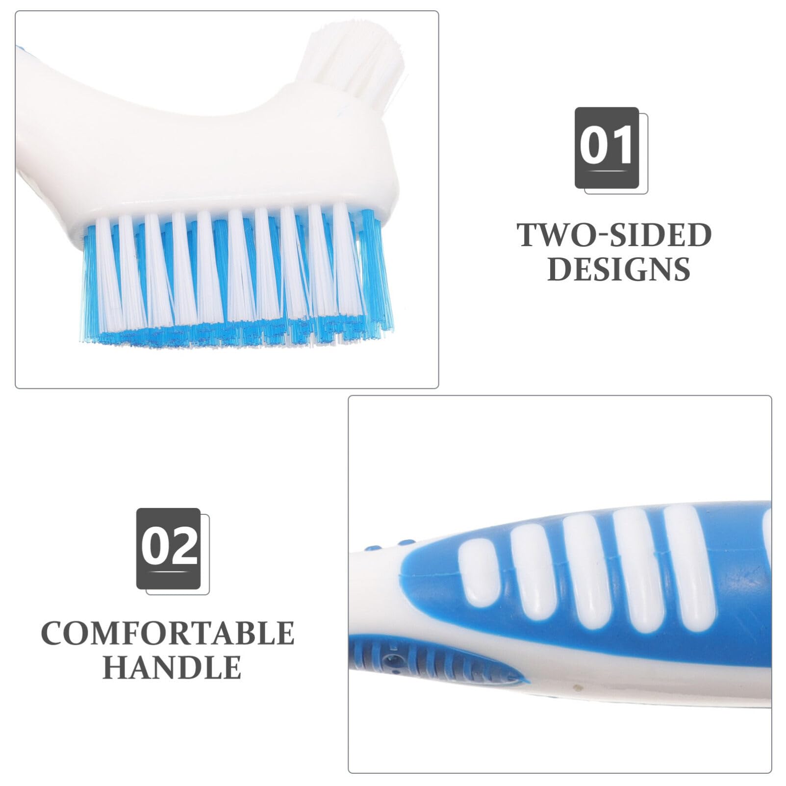 Premium Denture Toothbrush Set - 2 Pack with Dual Bristle Heads & Protective Case | Ergonomic Handle for Deep Denture Cleaning | Perfect for Denture Care, Travel, and Daily Oral Hygiene Maintenance