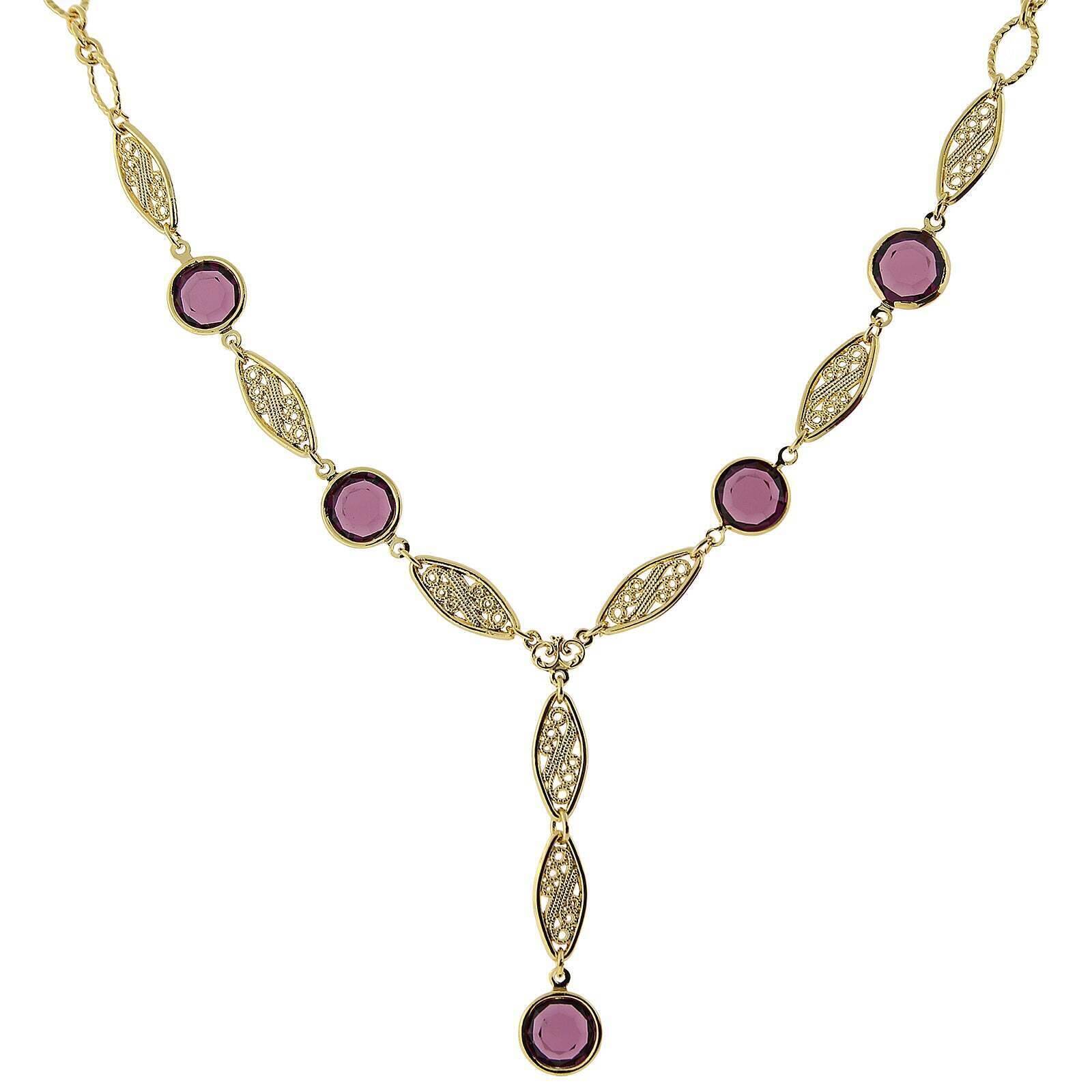1928 Jewelry Amethyst Purple Austrian Crystal Channel Y Necklace 16