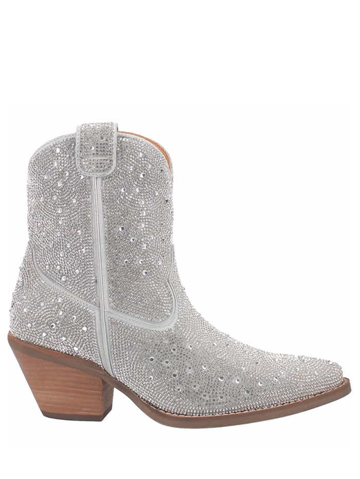 Dingo DI577 Women's Rhinestone Cowgirl Leather Bootie - Silver Western Boots for Country Dancing & Rodeo Events