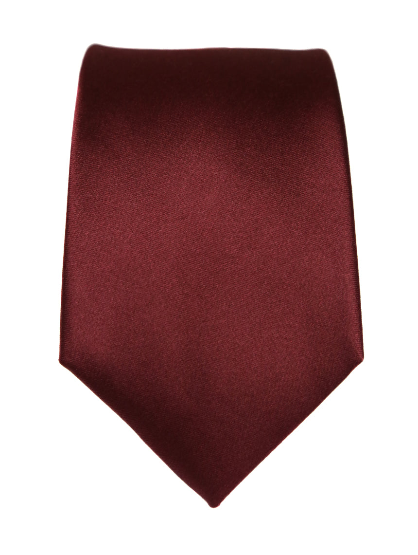 DÉCLIC Classic Plain Burgundy Necktie for Men - Elegant Silk Tie for Business, Wedding & Formal Occasions