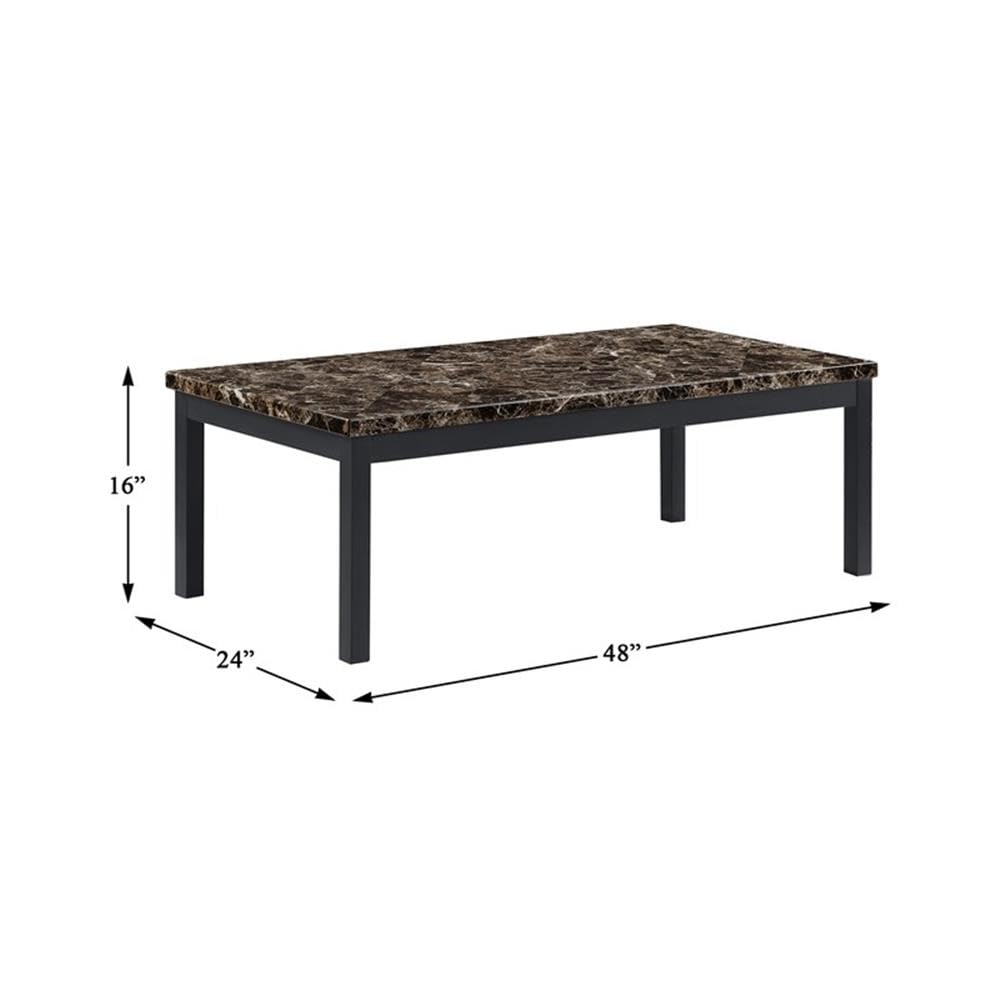 Homelegance Tempe 3-Piece Faux Marble Coffee Table Set with Side Tables - Brown - Perfect for Living Room, Lounge & Office Decor