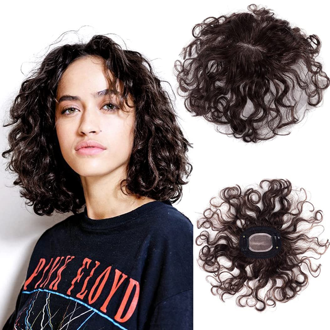 Maery Short Curly Human Hair Topper for Women - 8