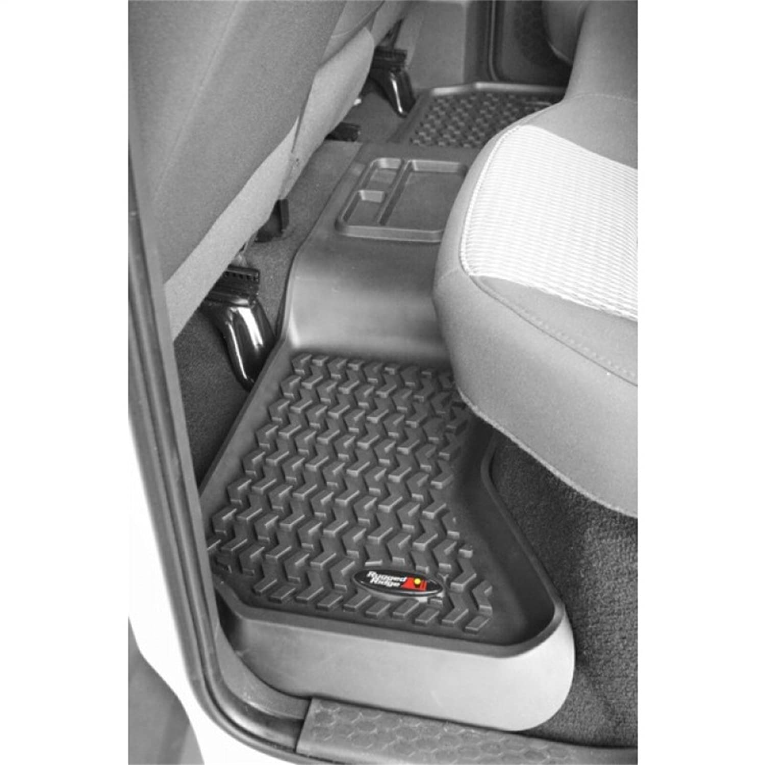 Rugged Ridge Rear Floor Liners for RAM 1500 Quad Cab (2002-2018) | Heavy Duty All-Terrain Protection | Black Custom Fit Floor Mats | Perfect for Off-Roading & Truck Accessories | Model 82953.10