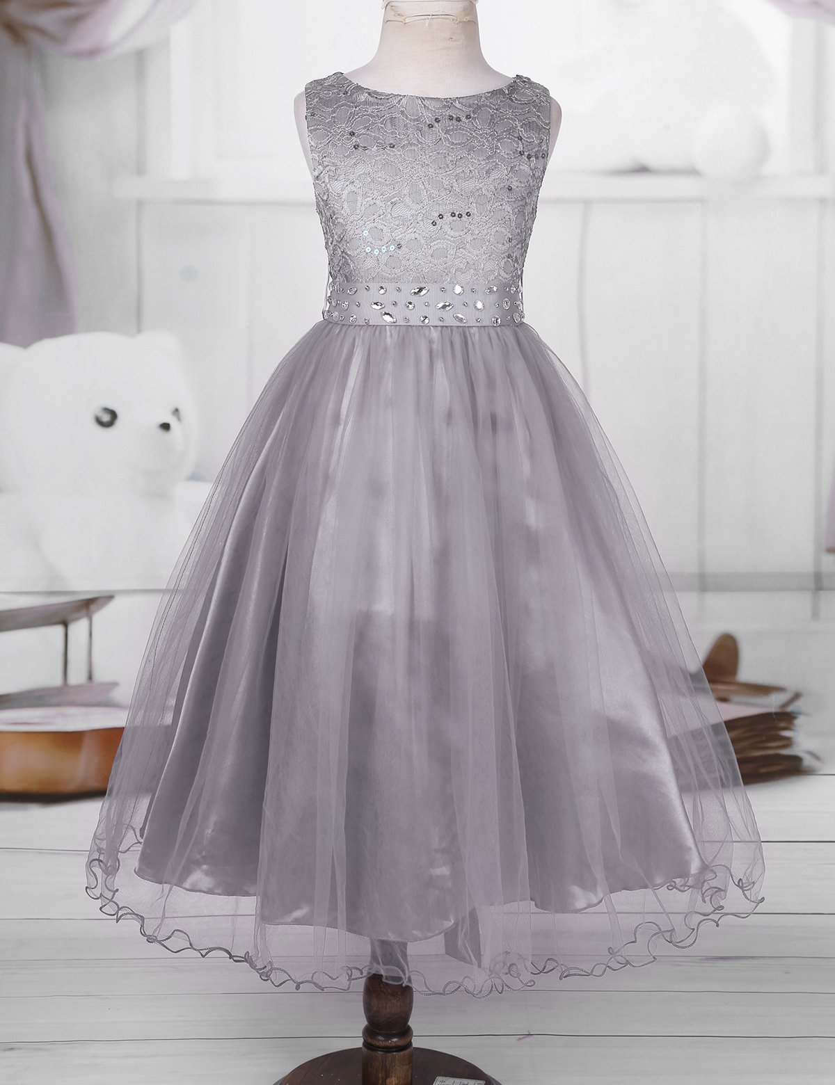 YiZYiF Girls Lace Sequined Flower Girl Dress for Weddings, Bridesmaid, Birthday Party & Formal Occasions - Elegant Princess Gown for Special Events
