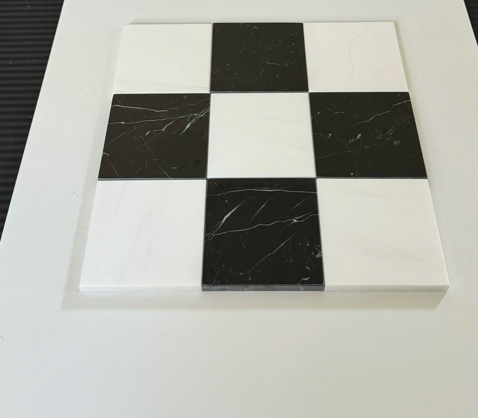 Bianco Dolomite Nero Marquina Checkerboard Tiles - Polished or Honed Marble Flooring for Kitchen, Bathroom & Living Room Decoration