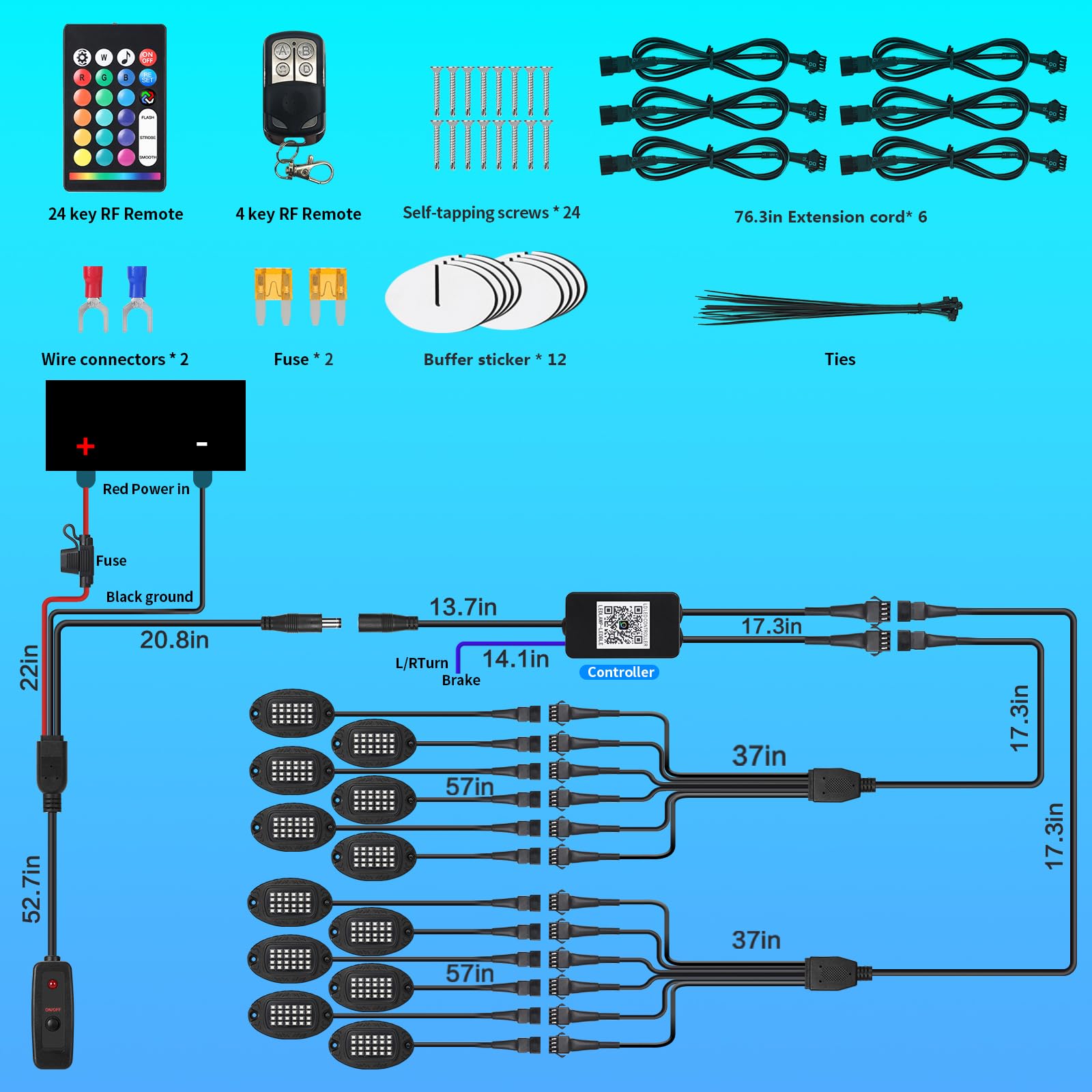 12 Pods Segmented Metal RGB LED Rock Lights Kit with APP & RF Remote Control - Waterproof Multi-Color Underglow Lights for Trucks, Jeeps, ATVs, UTVs & Golf Carts - Perfect for Off-Roading, Car Shows & Night Driving
