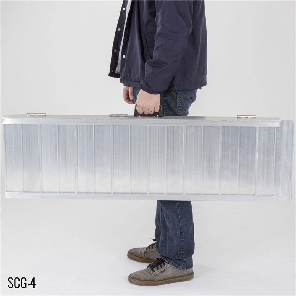 Silver Spring 4-Foot Heavy Duty Folding Ramp - 600 lb Capacity Aluminum Mobility & Utility Ramp for Wheelchairs, Scooters, Lawn Mowers - Perfect for Home, Garage & Outdoor Use