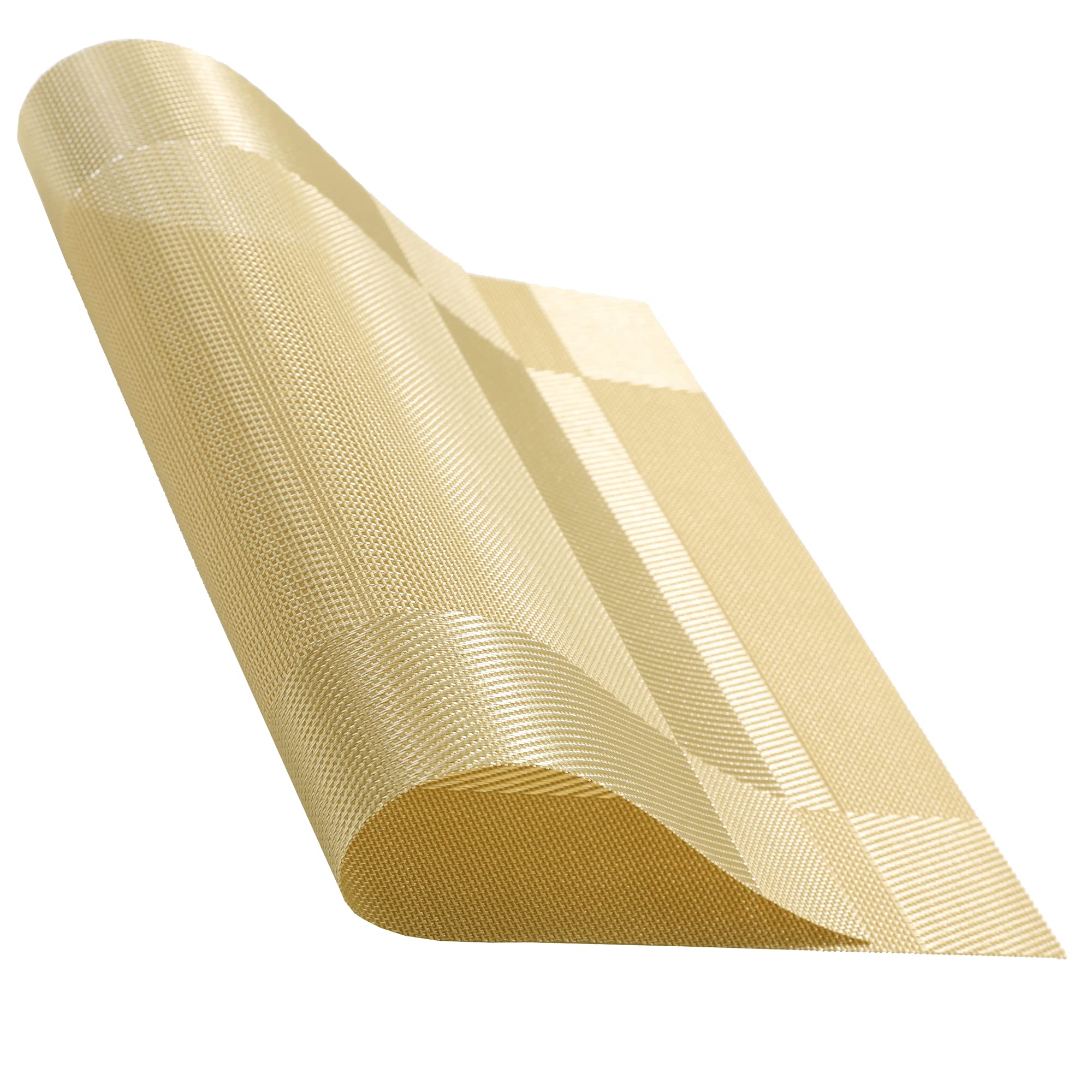 Jeloris Set of 6 Non-Slip PVC Heat Resistant Woven Placemats - Gold Table Mats for Dining, Kitchen & Party - Easy to Clean & Washable Placemat Set for Everyday Use