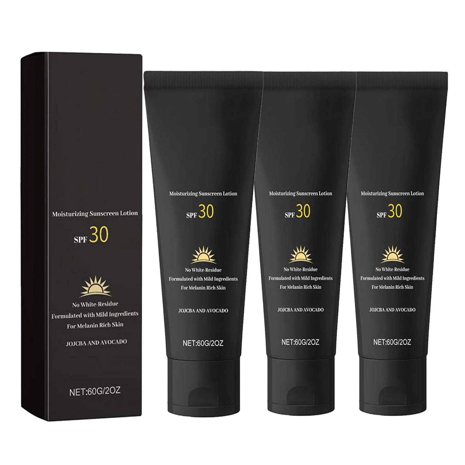 SPF30 Moisturizing Sunscreen Lotion for Dark Skin - Natural Face & Body Sun Protection with Hydrating Formula, Travel Size (60g x 3 Pack) - Perfect for Daily Use, Outdoor Activities & Vacation Essentials for Women, Kids & Men