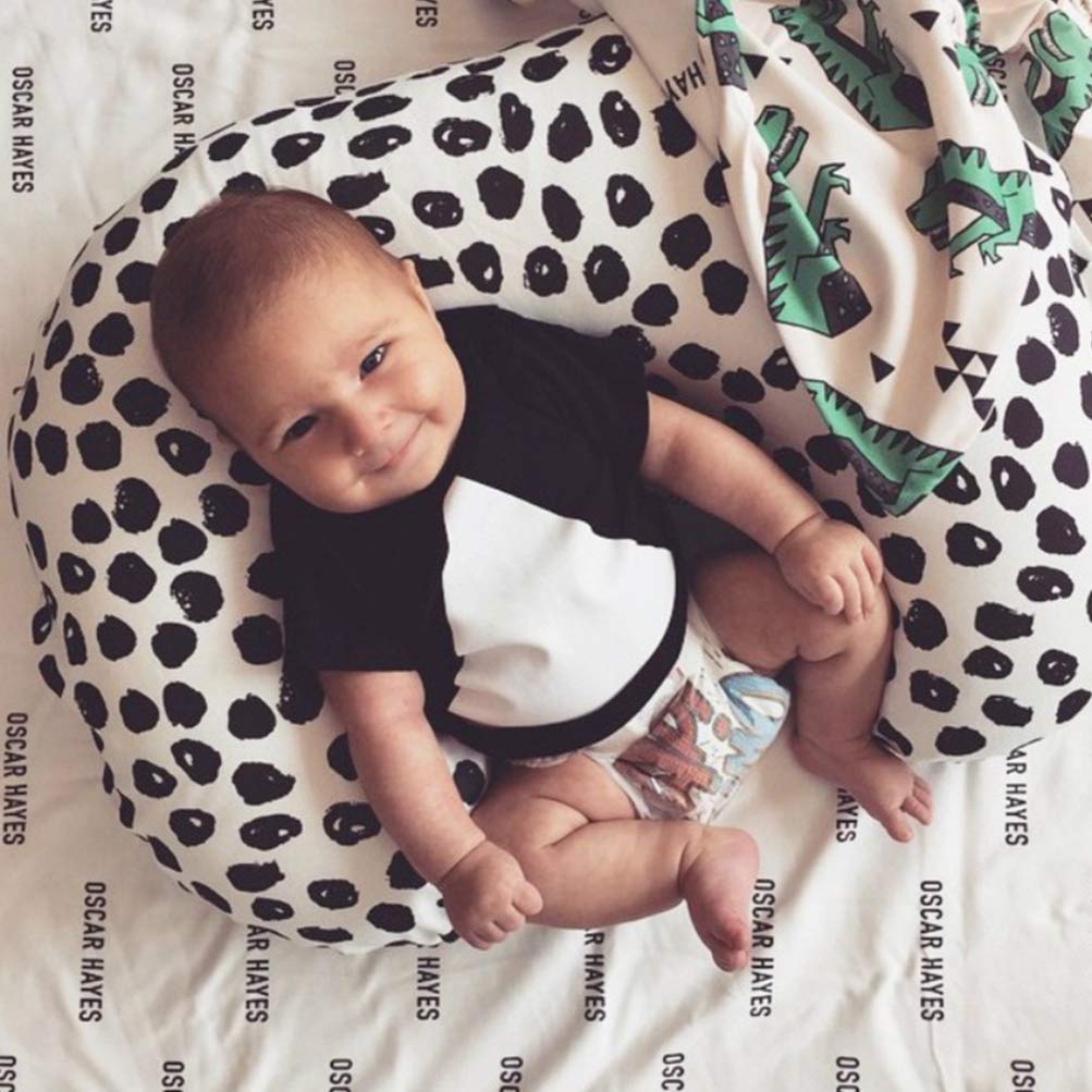 Multifunctional Nursing Pillow Cover - Breathable Maternity & Breastfeeding Pillow Slipcover for Newborns & Infants (Black Dots) - Perfect for Nursing, Bottle Feeding, and Baby Support