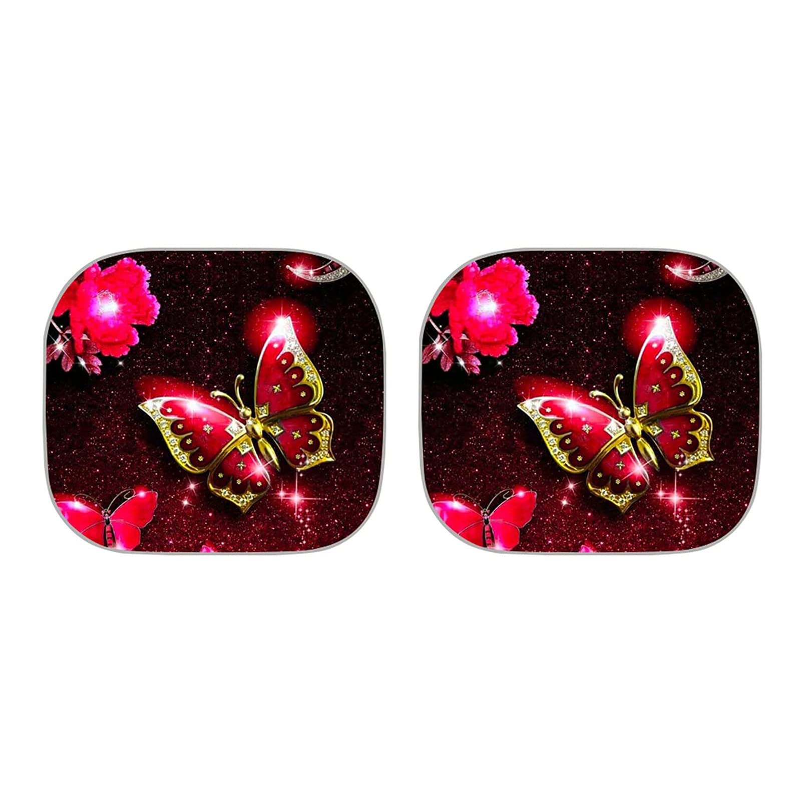 Frestree Universal Red Butterfly Car Sunshade - Full Set Windshield Sun Visor Protector for Heat & UV Protection | Auto Interior Accessories for Summer & Road Trips