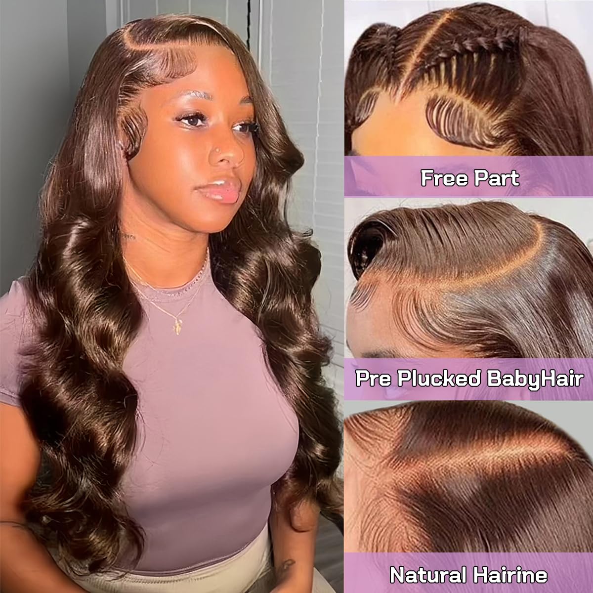 13x6 Chocolate Brown Lace Front Human Hair Wig - 200% Density Body Wave with HD Transparent Lace & Pre-Plucked Baby Hair - 26 Inch Natural Looking Wigs for Women - Perfect for Daily Wear, Special Occasions & Cosplay