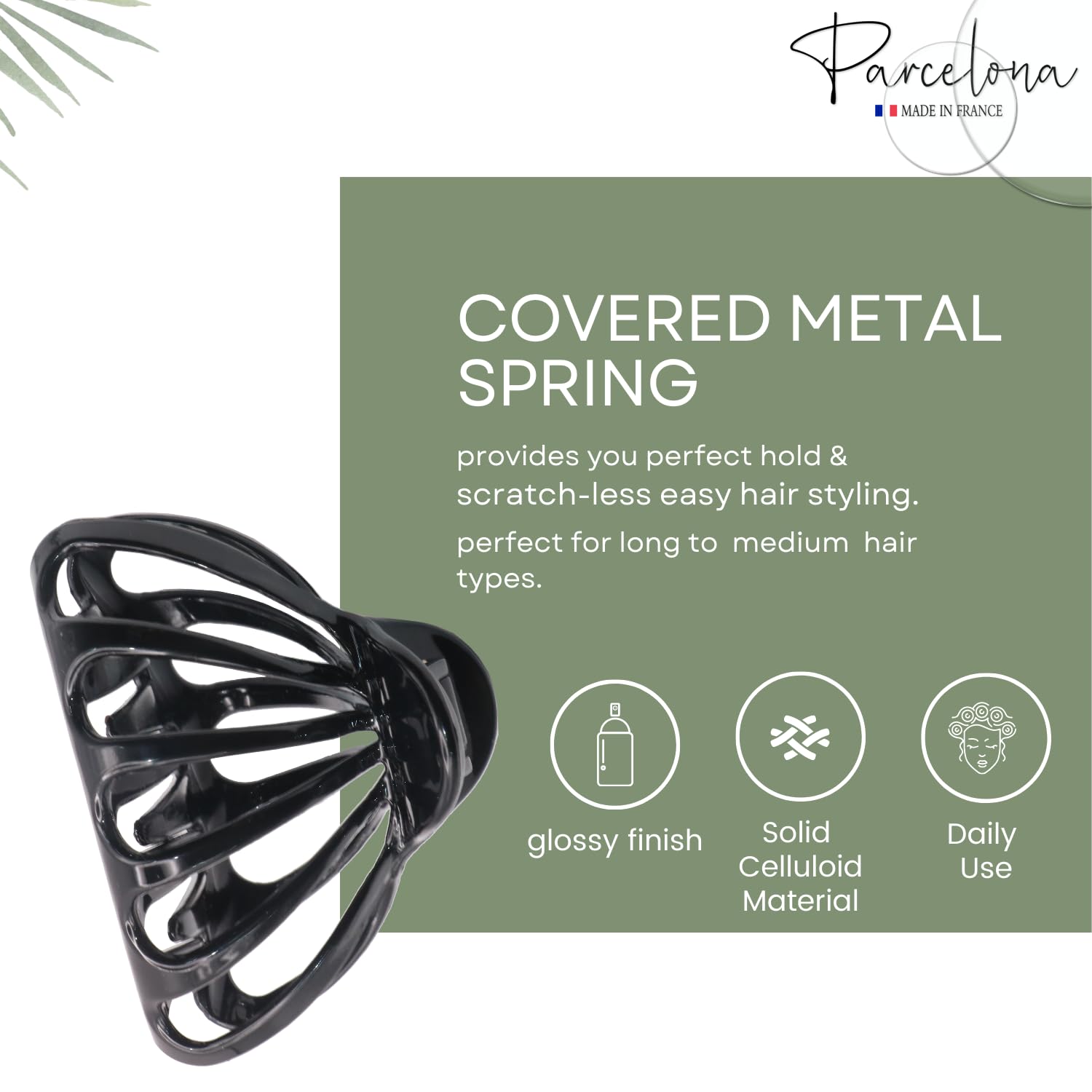 French Octopus Black Wide Flat Teeth Hair Clip - Acetate Jaw Claw Bun Cover for Women | Perfect for Boho Hairstyles, Beach Waves & Updos