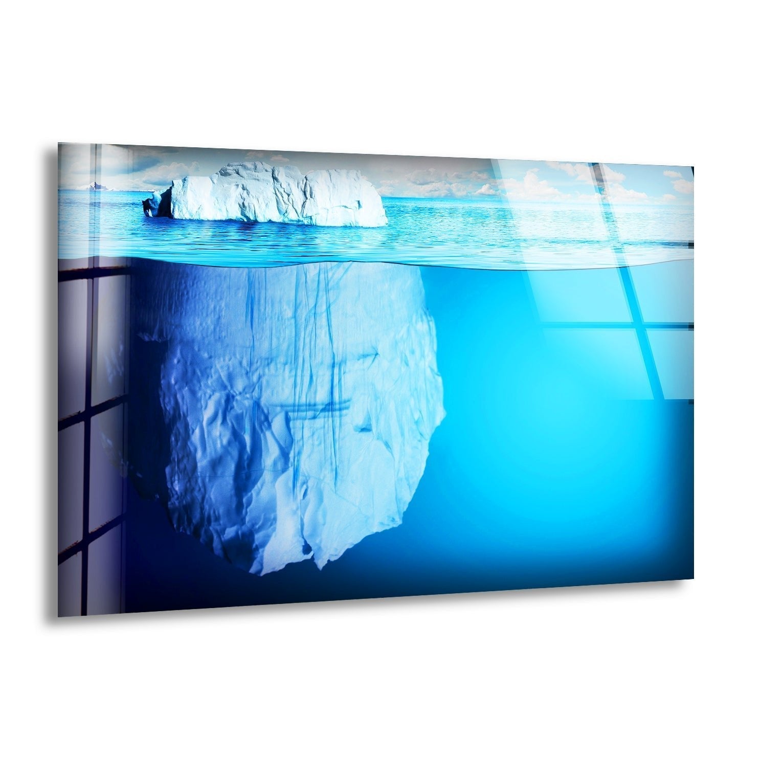 Antarctic Sea Iceberg Glass Wall Art - Stunning Handmade Ocean Decor for Living Room, Bedroom & Office - Perfect Modern Home Decor Gift