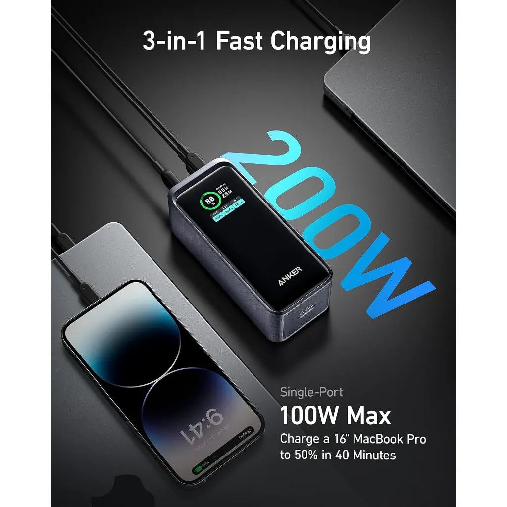 Anker PowerCore GaNPrime 20000mAh 200W Fast Charging Portable Charger (A1336) - Ultra Compact Power Bank for Travel, Camping & Emergency Backup