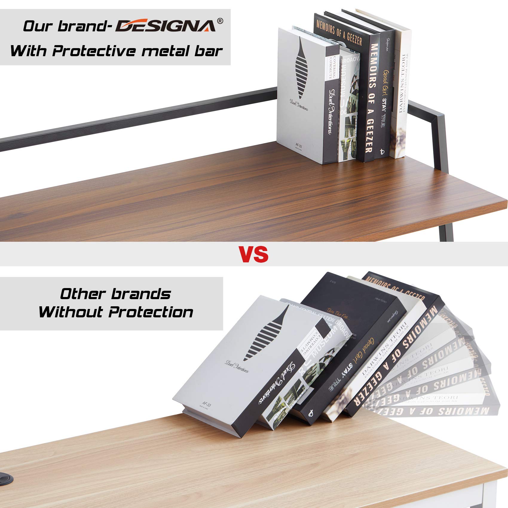 Compact 41 Inch Folding Desk with Protective Railing - Portable Computer Desk for Small Spaces, Home Office & Student Study - Space-Saving Foldable Workstation for Dorm Rooms, Apartments & Workspaces