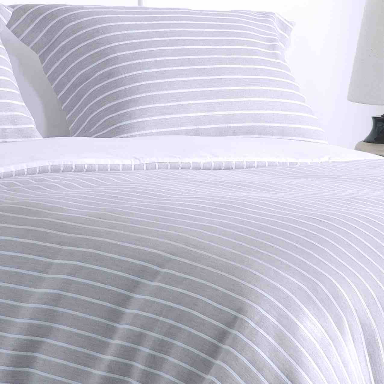 Striped Jacquard Duvet Cover Set - Silver Gray Luxury Bedding | Soft & Breathable Queen/King Size for Modern Bedroom Decor