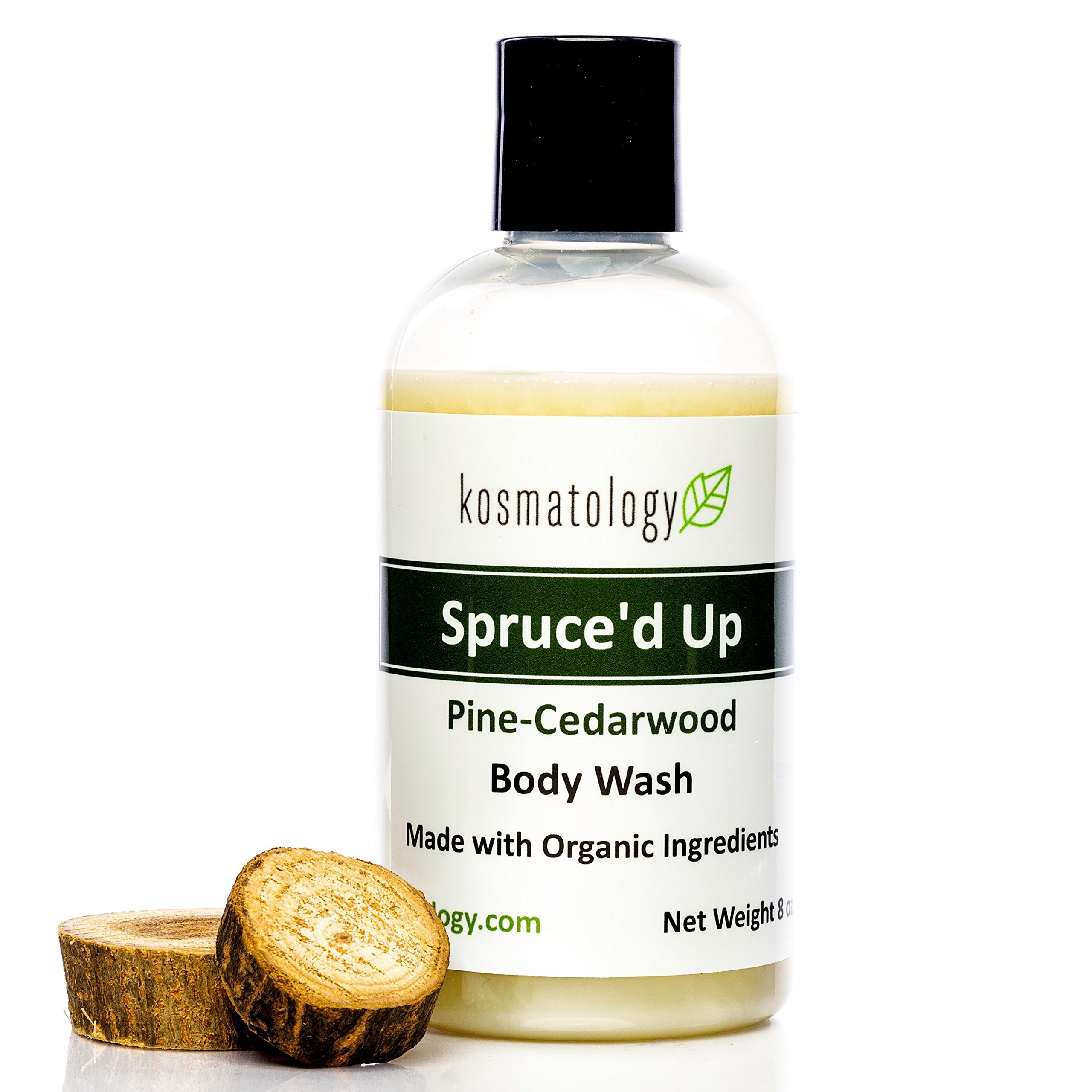 Kosmatology Organic Spruce’d Up Body Wash - Moisturizing & Nourishing Cleanser with Pine, Cedarwood & Cinnamon Essential Oils | 8 fl oz | Gentle Daily Shower Gel for Dry Skin & Aromatherapy Relaxation