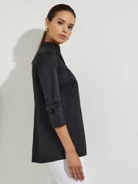 MISOOK Women's Ruched Sleeve Cotton Tunic Top - Casual Flowy Blouse for Everyday Wear, Work & Date Night Outfits