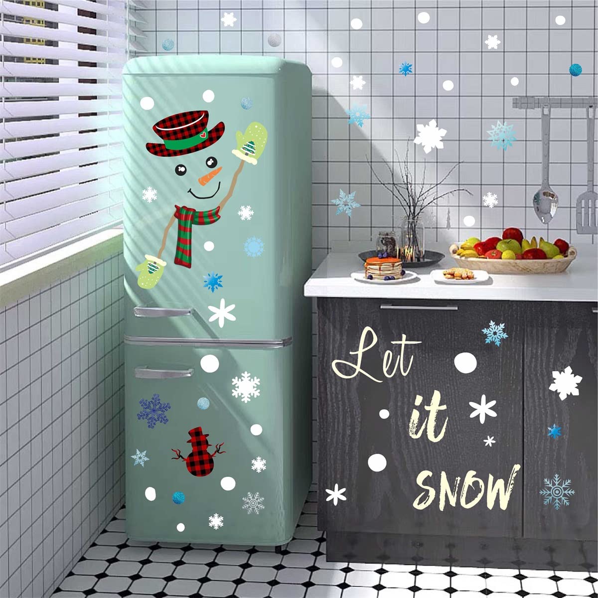 Snowman & Snowflake Christmas Wall Decals - Holiday Window & Door Stickers for Home Decor - Perfect for Living Room, Bedroom, Office & Glass Surfaces