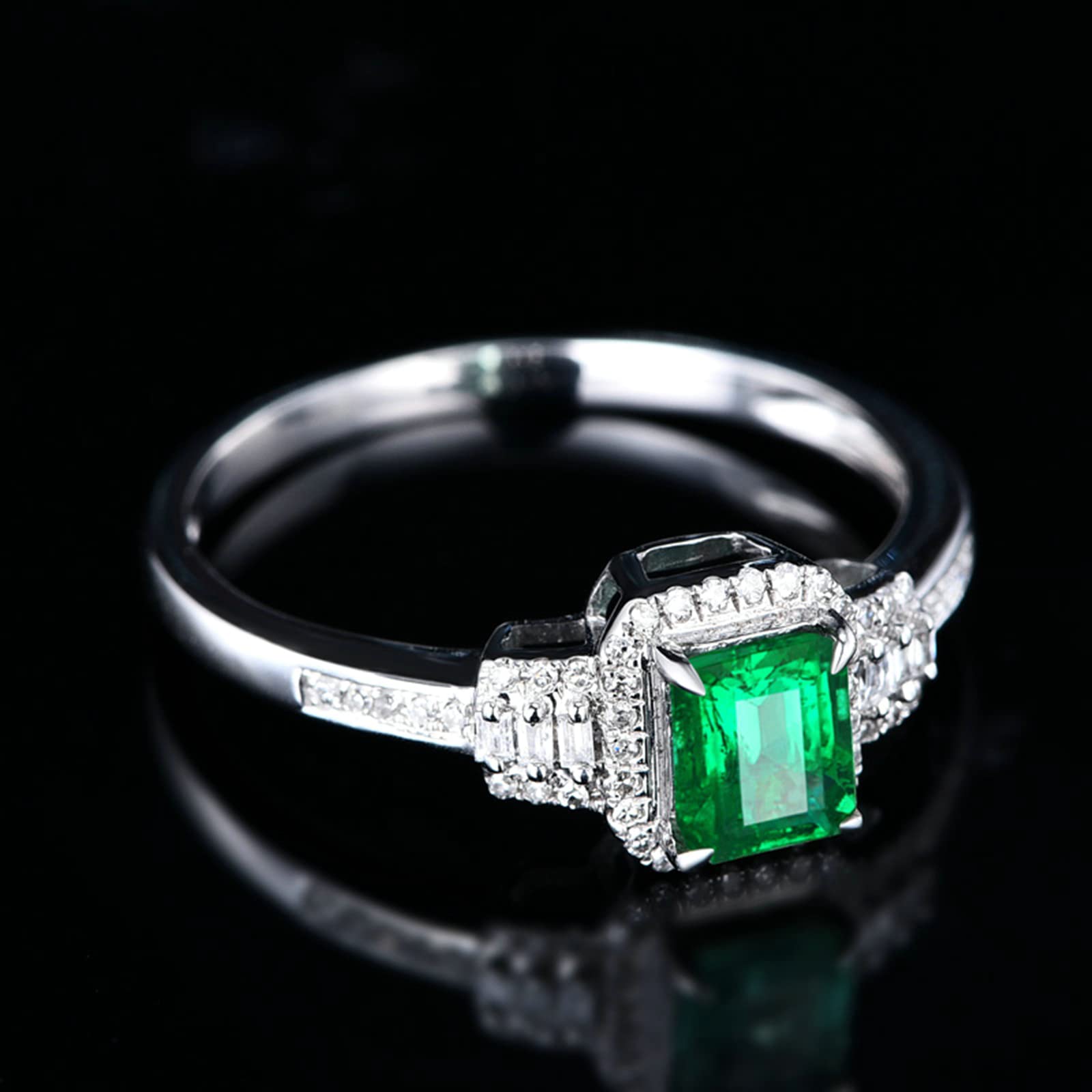 18K White Gold & Sterling Silver Women's Rings – Created Emerald Moissanite/Zirconia Wedding Bands – Best Friend Jewelry for Brides, Anniversaries & Special Occasions