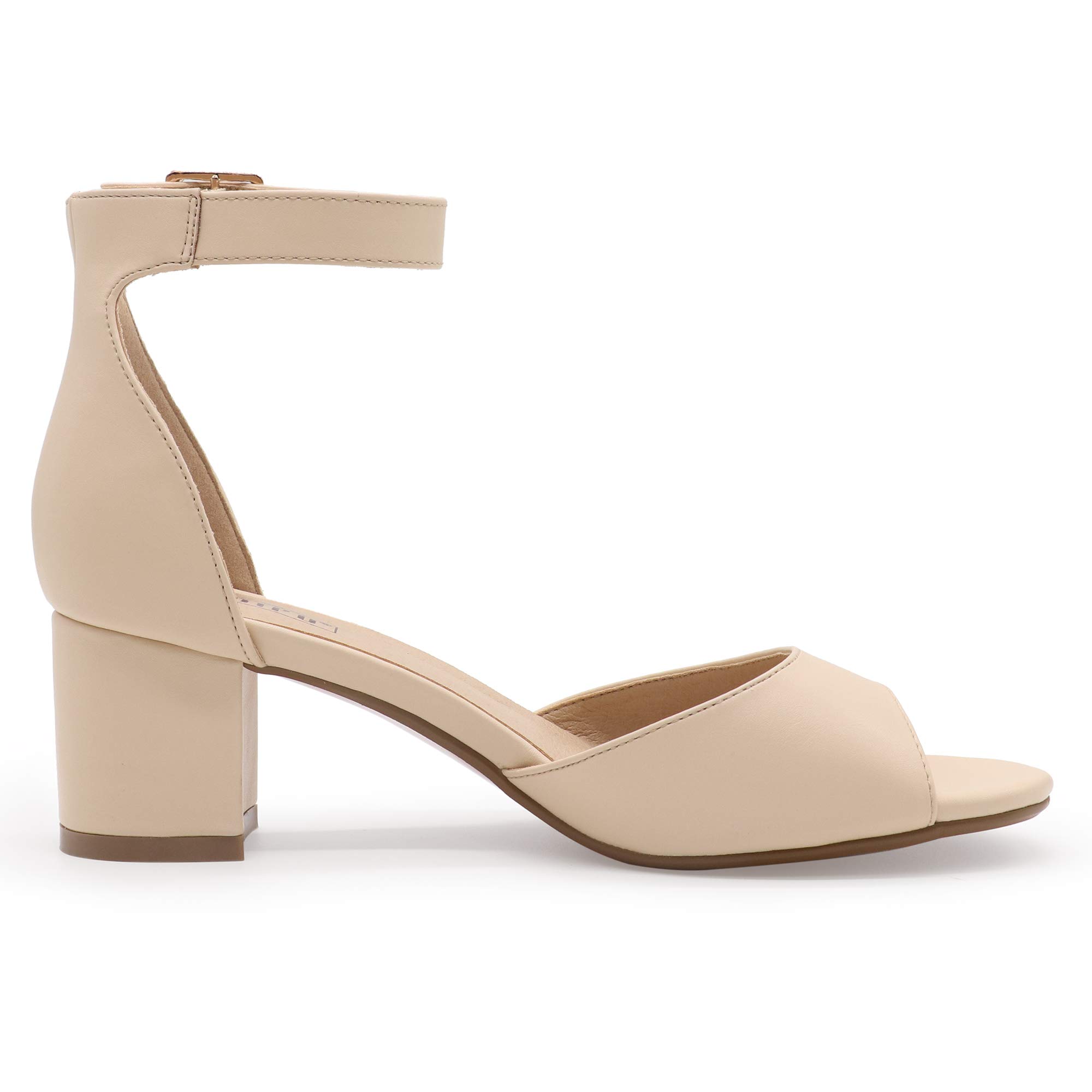 IDIFU Women's Low Block Heel Sandals - Peep Toe Ankle Strap Chunky Heel Wedding Shoes for Bride, Party, Prom & Special Occasions