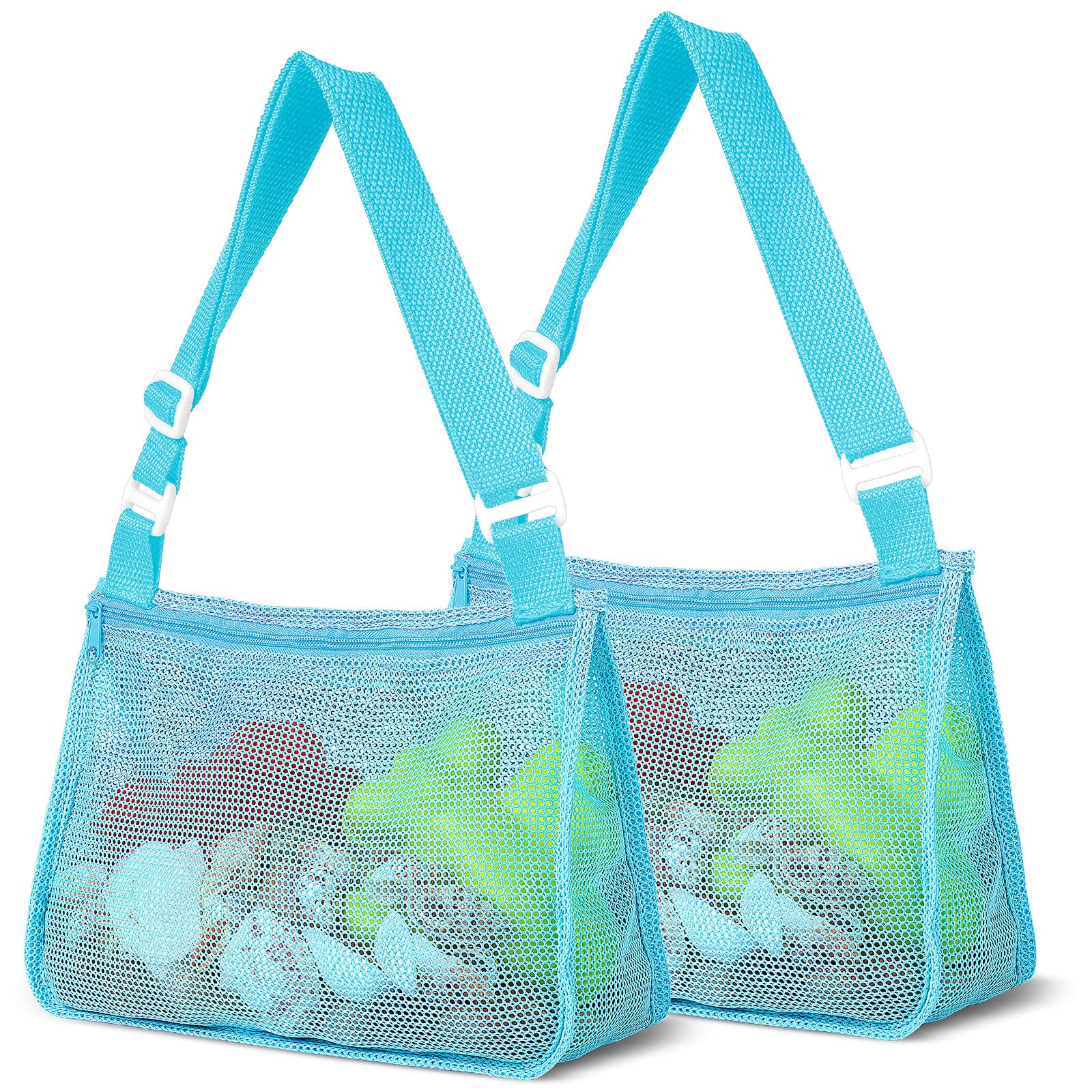 ZAUGONTW 2Pcs Mesh Shell Collecting Bag for Kids - Beach Toy Storage, Sand Toy Organizer, Swimming Accessories for Shell Hunting & Beachcombing Fun (Perfect for Beach Vacations, Seaside Adventures & Outdoor Water Play)