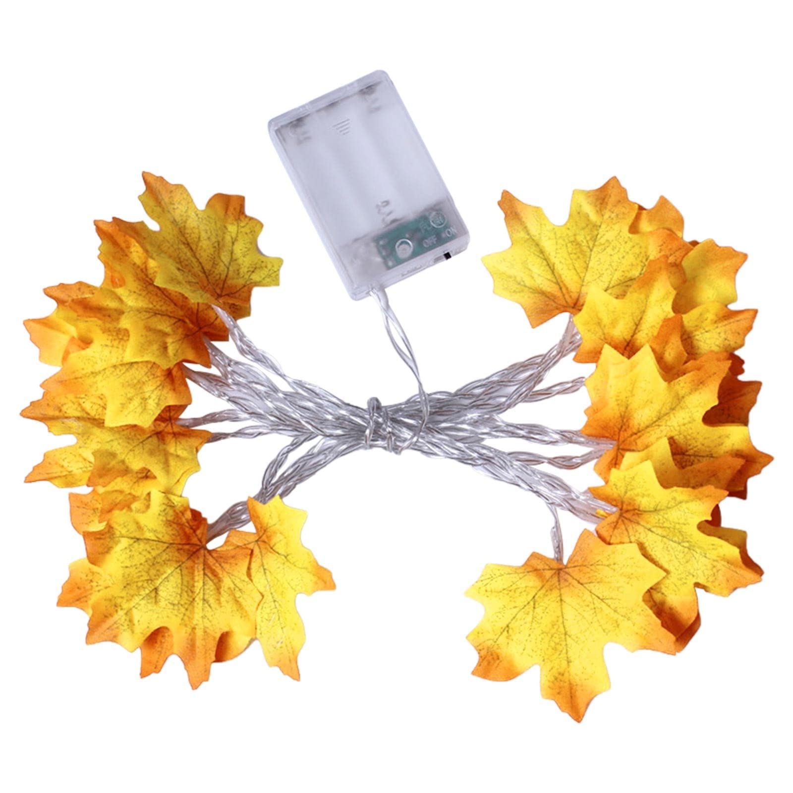 Glow in The Dark LED Light Bulb - 6 Meters 40 Lights Battery Operated Maple Leaf String Lights for Thanksgiving Halloween Decorations - Indoor Outdoor Party, Wedding, Christmas Tree, Garden, Cake Topper (Green)