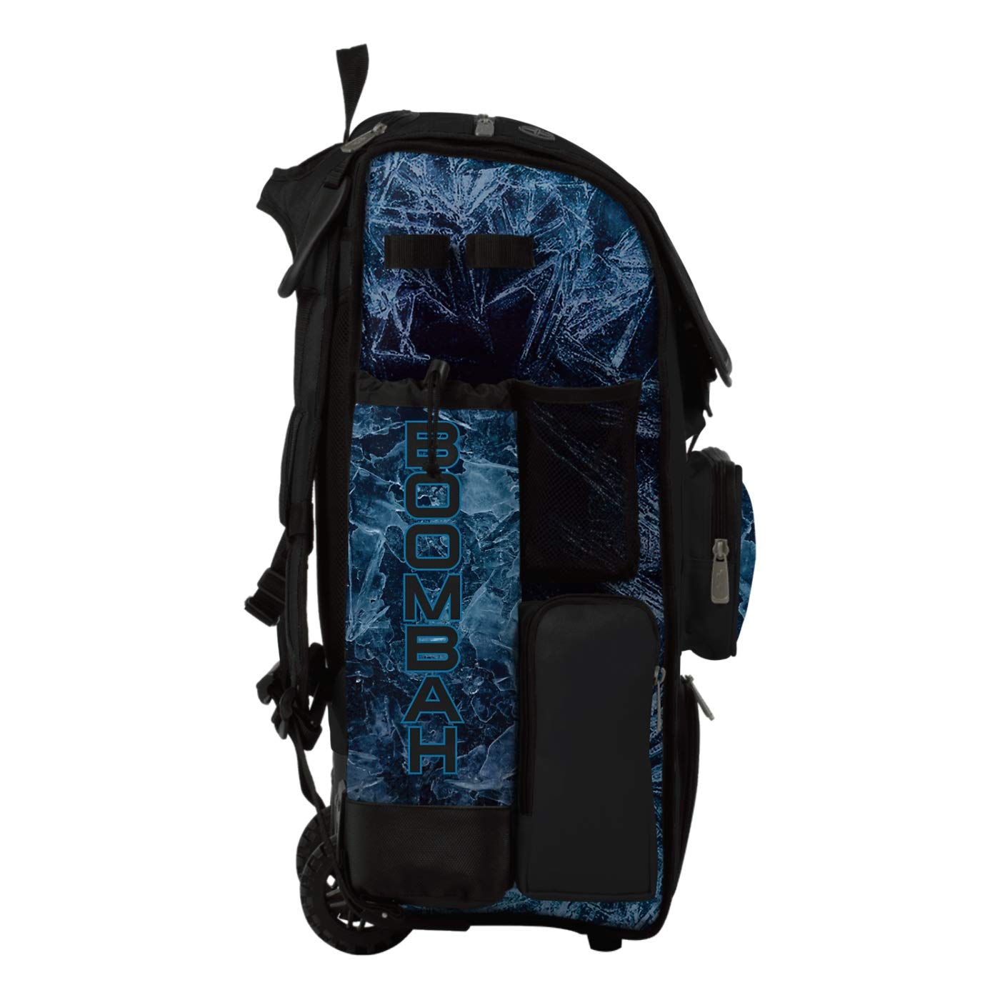 Boombah Superpack Hybrid Rolling Bat Bag - Wheeled & Backpack Baseball/Softball Equipment Bag - Frozen Black/White - Perfect for Travel & Team Sports