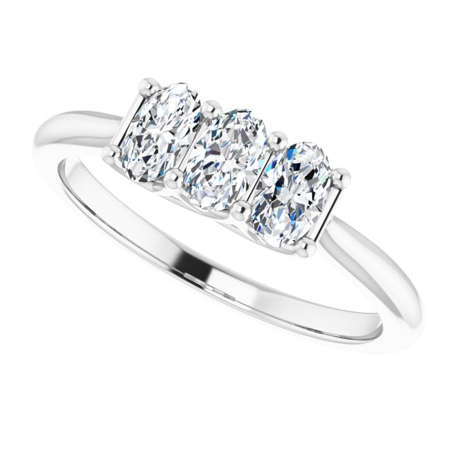 0.63 Carat Oval Cut Diamond 3 Stone Wedding Band in Trellis Setting - Elegant Engagement Ring for Women, Perfect for Anniversaries & Proposals