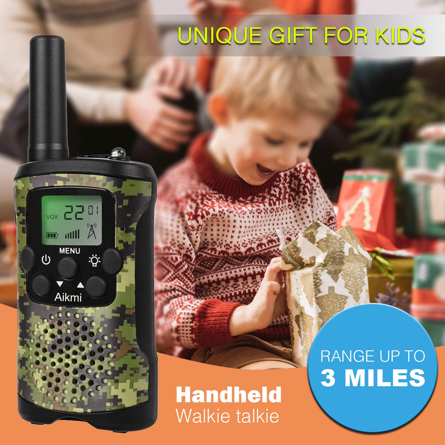 Best Walkie Talkies for Kids Ages 5-12 - 22 Channel 2 Way Radios with 3 Mile Range - Perfect Outdoor Adventure Toys for Boys & Girls - Ideal for Camping, Hiking, Backyard Games and Birthday Gifts (6-9 Years Old)