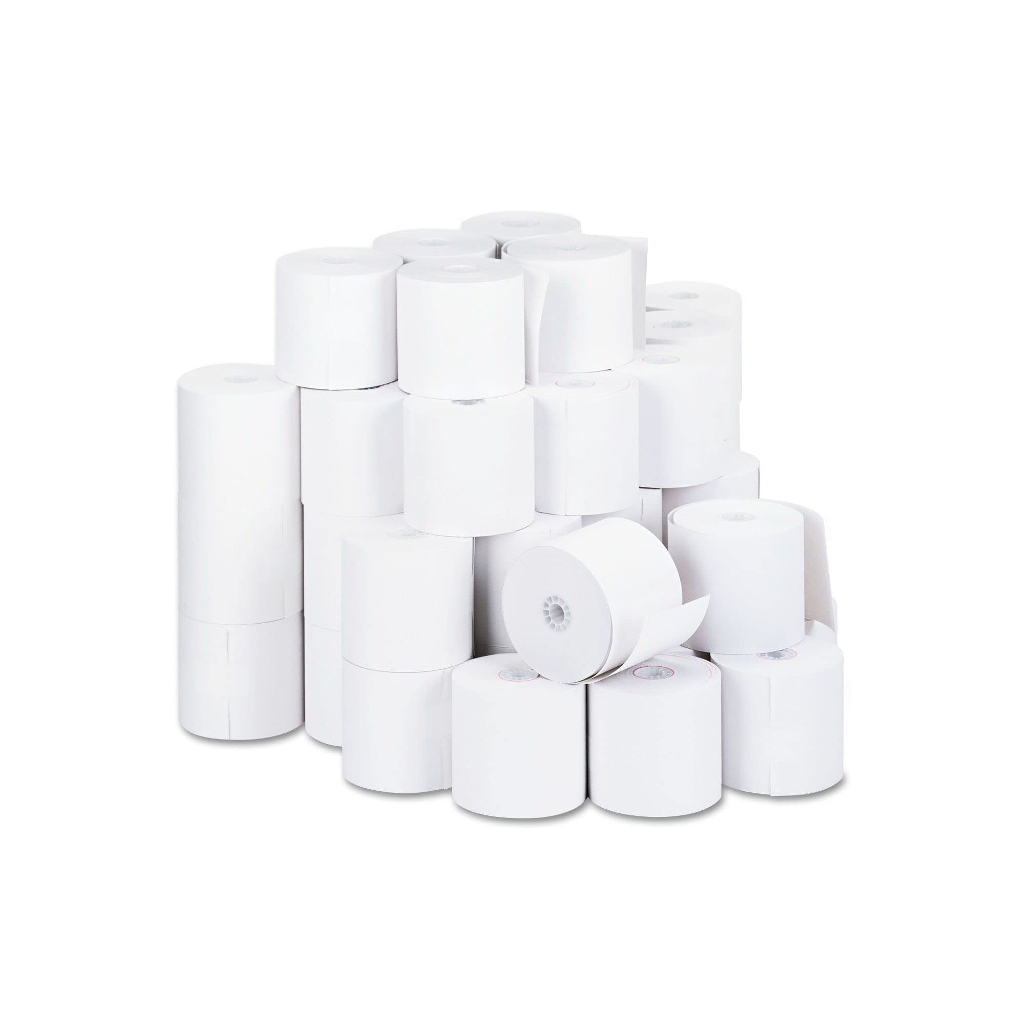 Universal UNV32000 0.5 in. Core 2.75 in. x 190 ft. White Impact & Inkjet Bond Paper Rolls (50 Rolls/Carton) - Ideal for Receipts, Labels & POS Printing