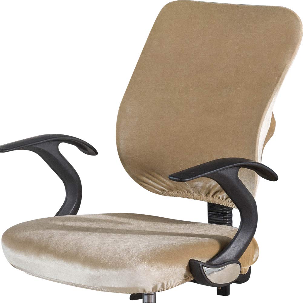 Stretchable Removable Split Chair Cover for Office & Computer Chairs - Breathable Elastic Seat Slipcover Protector (Khaki) - Perfect for Home Office Decor & Workspace Protection