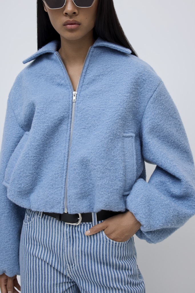 Jada Bomber Jacket for Women - Lightweight Blissful Blue Windbreaker, Stylish Casual Outerwear - Perfect for Spring, Fall & Travel
