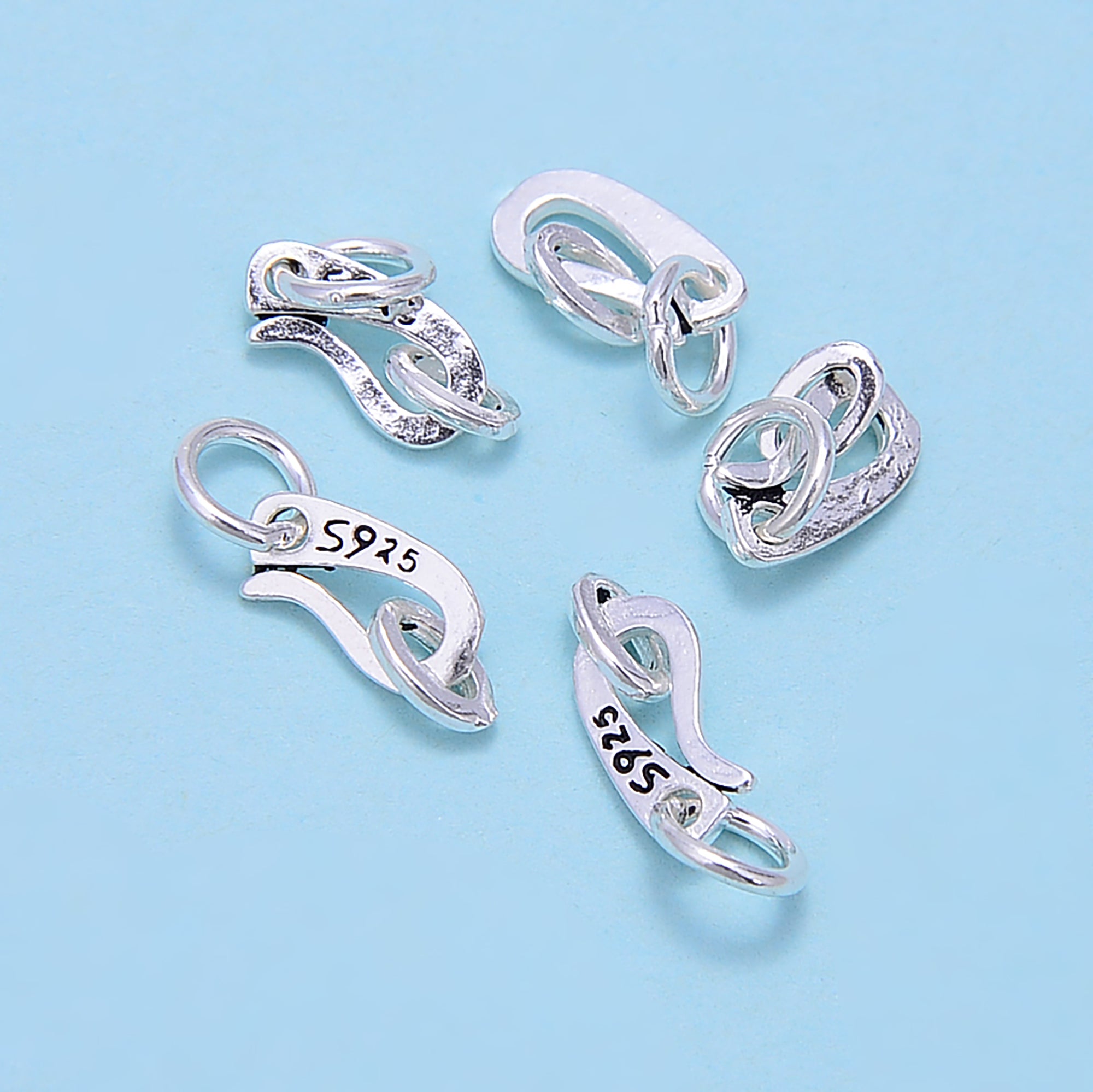 925 Sterling Silver Double Circle Clasp 5x10mm - 4 Pcs Bulk Pack for Jewelry Making, DIY Bracelets & Necklaces - Durable Silver Findings for Crafting & Repair
