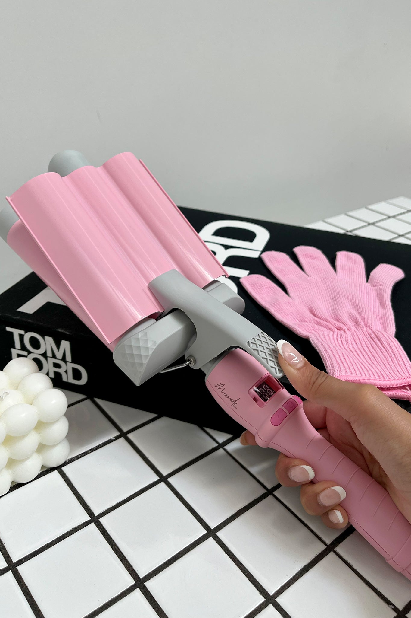 Mermade Pro Hair Waver - 32MM Pink Curling Iron for Beach Waves & Loose Curls | Perfect for Styling, Parties & Everyday Wear