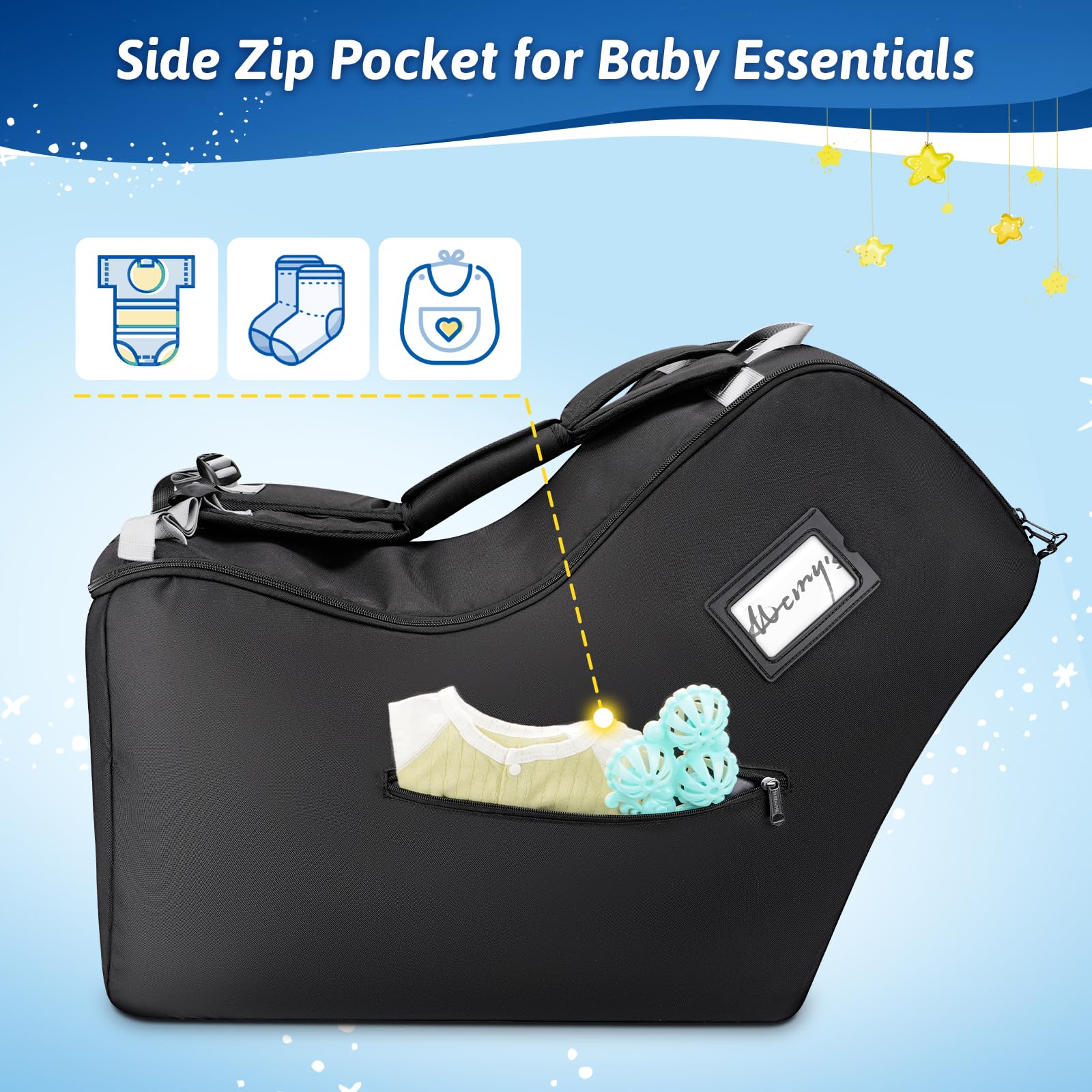 YOREPEK Padded Car Seat Travel Backpack - Universal Fit for Nuna Pipa & Other Infant Car Seats, Airplane Approved with Shoulder Straps & Side Pocket - Protective Cover for Baby Car Seat Travel & Storage