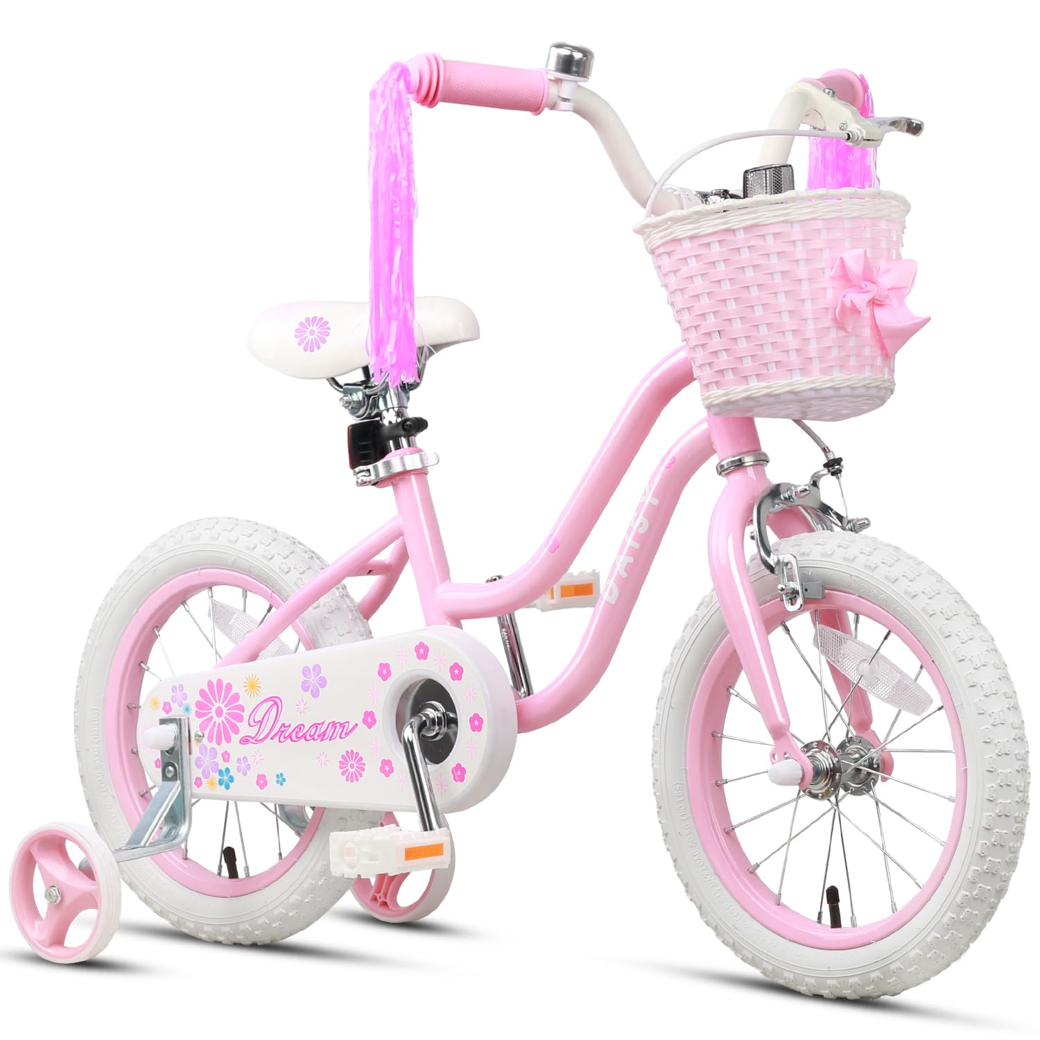 12 14 16 Inch Daisy Princess Girls Bike for Kids Ages 2-7 Years | Toddler & Child Bicycle with Training Wheels, Basket & Streamers | Multiple Colors | Perfect for Birthday Gifts, Park Rides & Neighborhood Cycling
