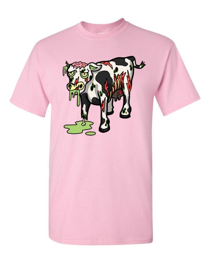 Zombie Cow Undead Animals Graphic T-Shirt for Adults - Horror Theme Cotton Tee for Halloween, Cosplay & Comic Con