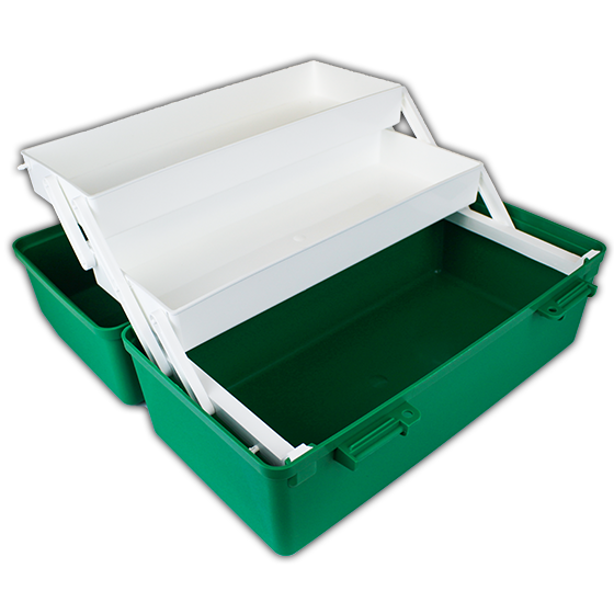 Large Two-Tray Green Plastic First Aid Kit - Portable Emergency Medical Box for Home, Car, and Outdoor Safety