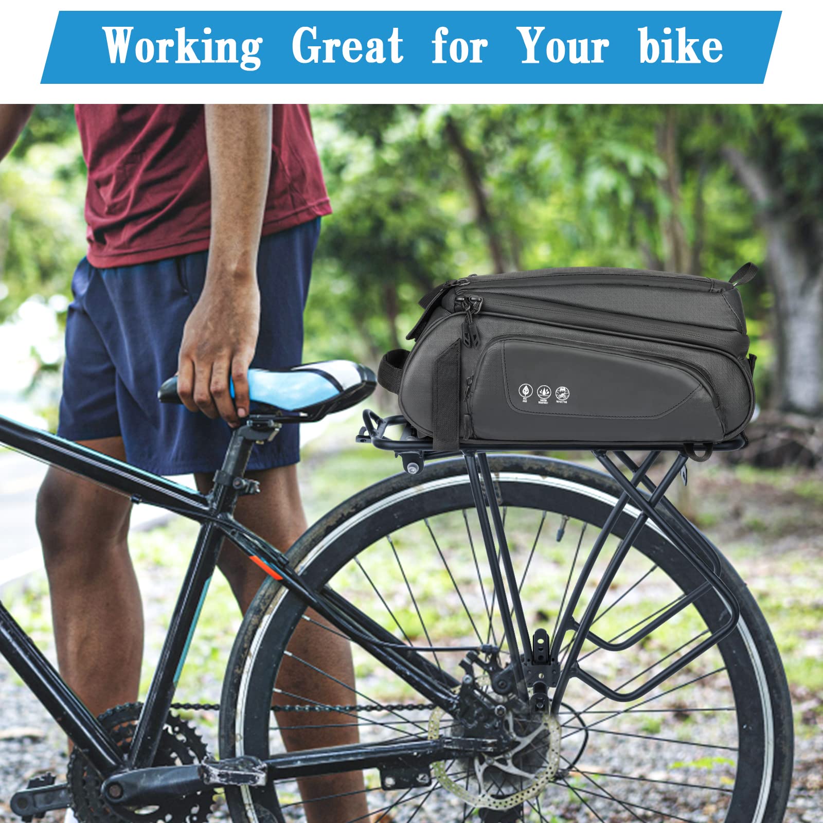 Waterproof 8L Bike Rack Bag - Reflective Bicycle Trunk Pannier with Shoulder Strap | Rear Carrier Storage for Commuting, Cycling & Outdoor Adventures