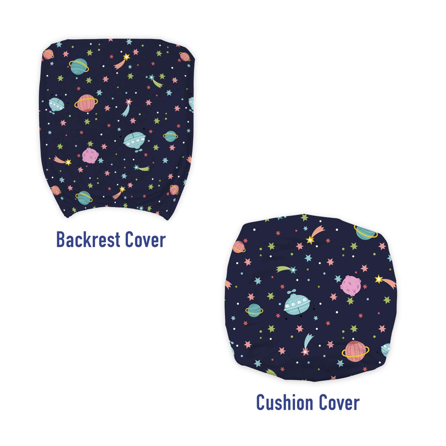 Ambesonne Galaxy Print Office Chair Slipcover - Stretchable Fabric Cover with Alien Planets, Shooting Stars & Polka Dots - Protective & Decorative for Home & Office Use