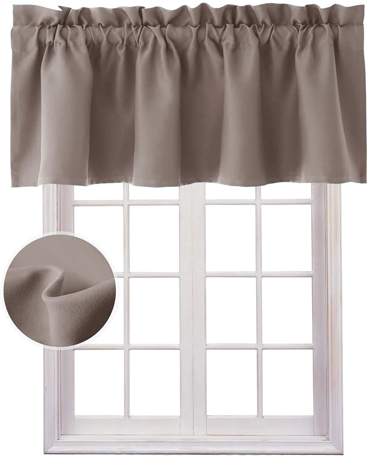 Blackout Thermal Insulated Solid Window Valance Curtain for Kitchen - Tan, 60 x 18 Inches, 1 Panel - Perfect for Energy Efficiency & Privacy in Home Decor